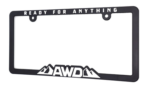 "AWD All Wheel Drive - Ready for Anything" - Raised License Plate Frame by Wonder Plate Frames™